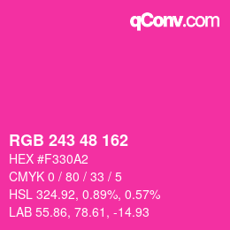 Color code: RGB 243 48 162 | qconv.com