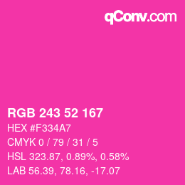 カラーコード: RGB 243 52 167 | qconv.com