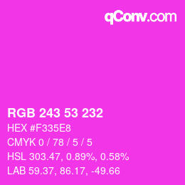 Código de color: RGB 243 53 232 | qconv.com