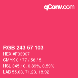 Color code: RGB 243 57 103 | qconv.com