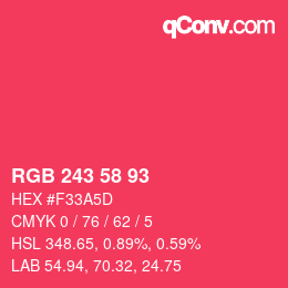 Color code: RGB 243 58 93 | qconv.com