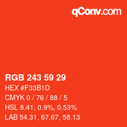颜色代码: RGBA 243 59 29 1 | qconv.com