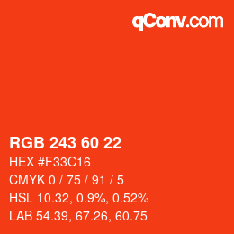 カラーコード: RGB 243 60 22 | qconv.com