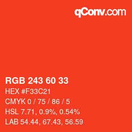 カラーコード: RGB 243 60 33 | qconv.com
