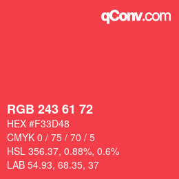 颜色代码: RGB 243 61 72 | qconv.com