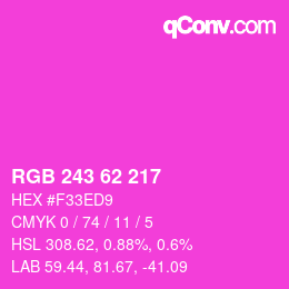 カラーコード: RGB 243 62 217 | qconv.com