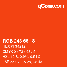 Color code: RGB 243 66 18 | qconv.com