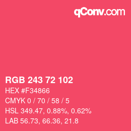 Color code: RGB 243 72 102 | qconv.com
