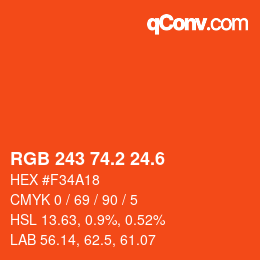 カラーコード: RGB 243 74.2 24.6 | qconv.com