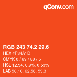 カラーコード: RGB 243 74.2 29.6 | qconv.com