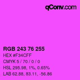 Color code: RGB 243 76 255 | qconv.com