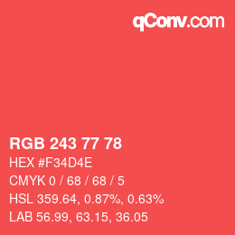 Color code: RGB 243 77 78 | qconv.com