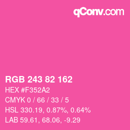 Color code: RGB 243 82 162 | qconv.com