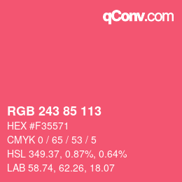 Color code: RGB 243 85 113 | qconv.com