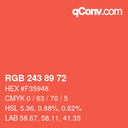 Color code: RGB 243 89 72 | qconv.com