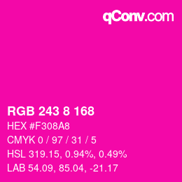 Color code: RGB 243 8 168 | qconv.com