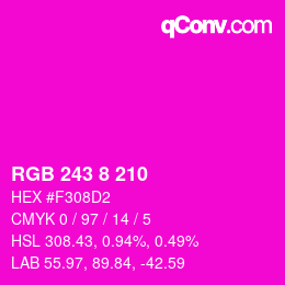 Color code: RGB 243 8 210 | qconv.com