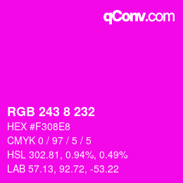Color code: RGB 243 8 232 | qconv.com