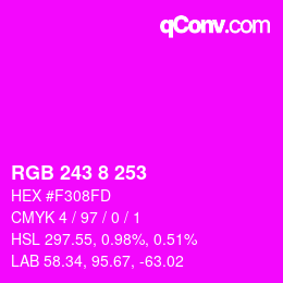 Color code: RGB 243 8 253 | qconv.com