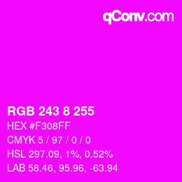 Color code: RGB 243 8 255 | qconv.com