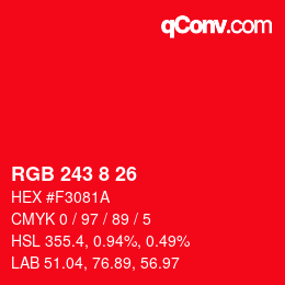 Color code: RGB 243 8 26 | qconv.com