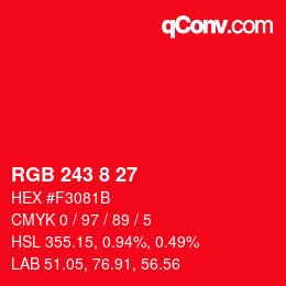 Color code: RGB 243 8 27 | qconv.com