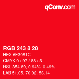 Color code: RGB 243 8 28 | qconv.com