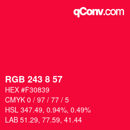Color code: RGB 243 8 57 | qconv.com