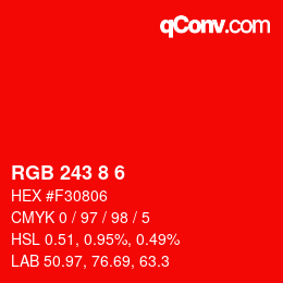 Color code: RGB 243 8 6 | qconv.com