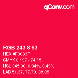 Color code: RGB 243 8 63 | qconv.com