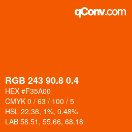 カラーコード: RGB 243 90.8 0.4 | qconv.com