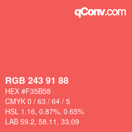 Color code: RGB 243 91 88 | qconv.com
