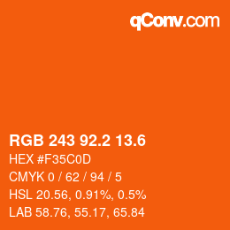 カラーコード: RGB 243 92.2 13.6 | qconv.com