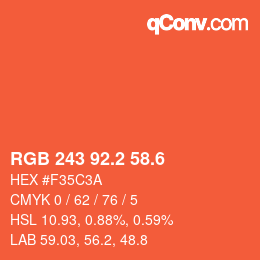 カラーコード: RGB 243 92.2 58.6 | qconv.com
