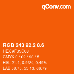 カラーコード: RGB 243 92.2 8.6 | qconv.com
