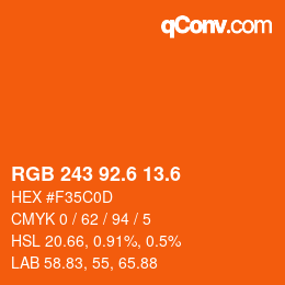 カラーコード: RGB 243 92.6 13.6 | qconv.com