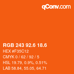 カラーコード: RGB 243 92.6 18.6 | qconv.com