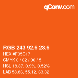 カラーコード: RGB 243 92.6 23.6 | qconv.com