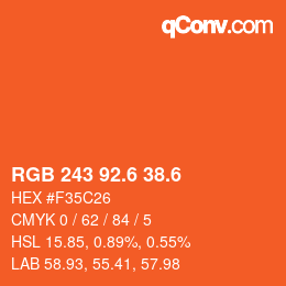 カラーコード: RGB 243 92.6 38.6 | qconv.com