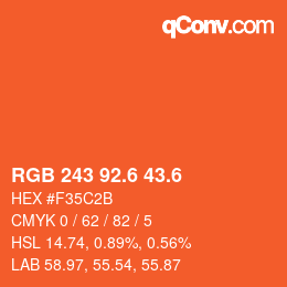 カラーコード: RGB 243 92.6 43.6 | qconv.com