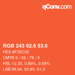 カラーコード: RGB 243 92.6 53.6 | qconv.com