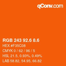 カラーコード: RGB 243 92.6 8.6 | qconv.com