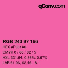 Color code: RGB 243 97 166 | qconv.com