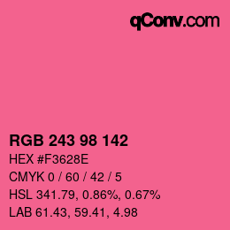 Color code: RGB 243 98 142 | qconv.com