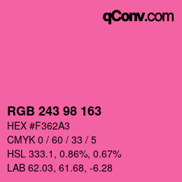 カラーコード: RGB 243 98 163 | qconv.com