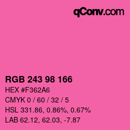 Color code: RGB 243 98 166 | qconv.com