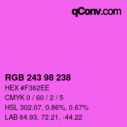 Color code: RGB 243 98 238 | qconv.com