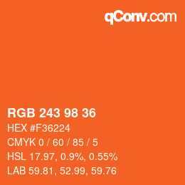 Color code: RGB 243 98 36 | qconv.com