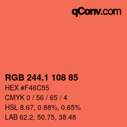 カラーコード: RGB 244.1 108 85 | qconv.com
