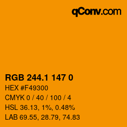 カラーコード: RGB 244.1 147 0 | qconv.com